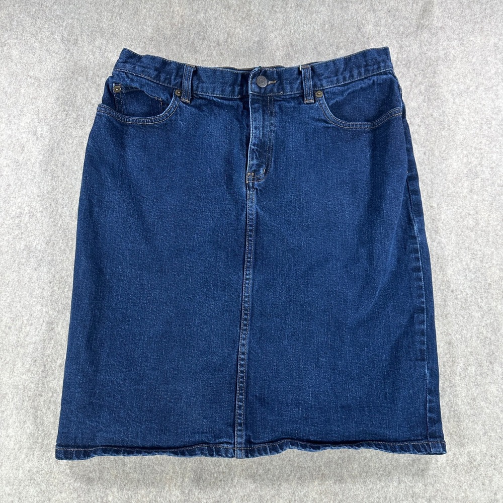 Lauren Ralph Lauren Womens Denim Skirt Straight Knee Length Dark Wash Size 10